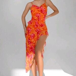 Floral Orange Resort Dress